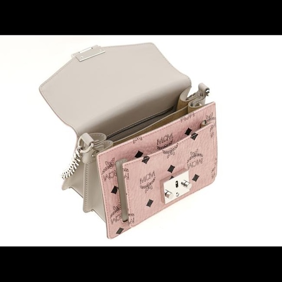 MCM Shoulder Patricia Visetos Soft Pink Coated Canvas Cross Body Bag - Picture 14 of 14